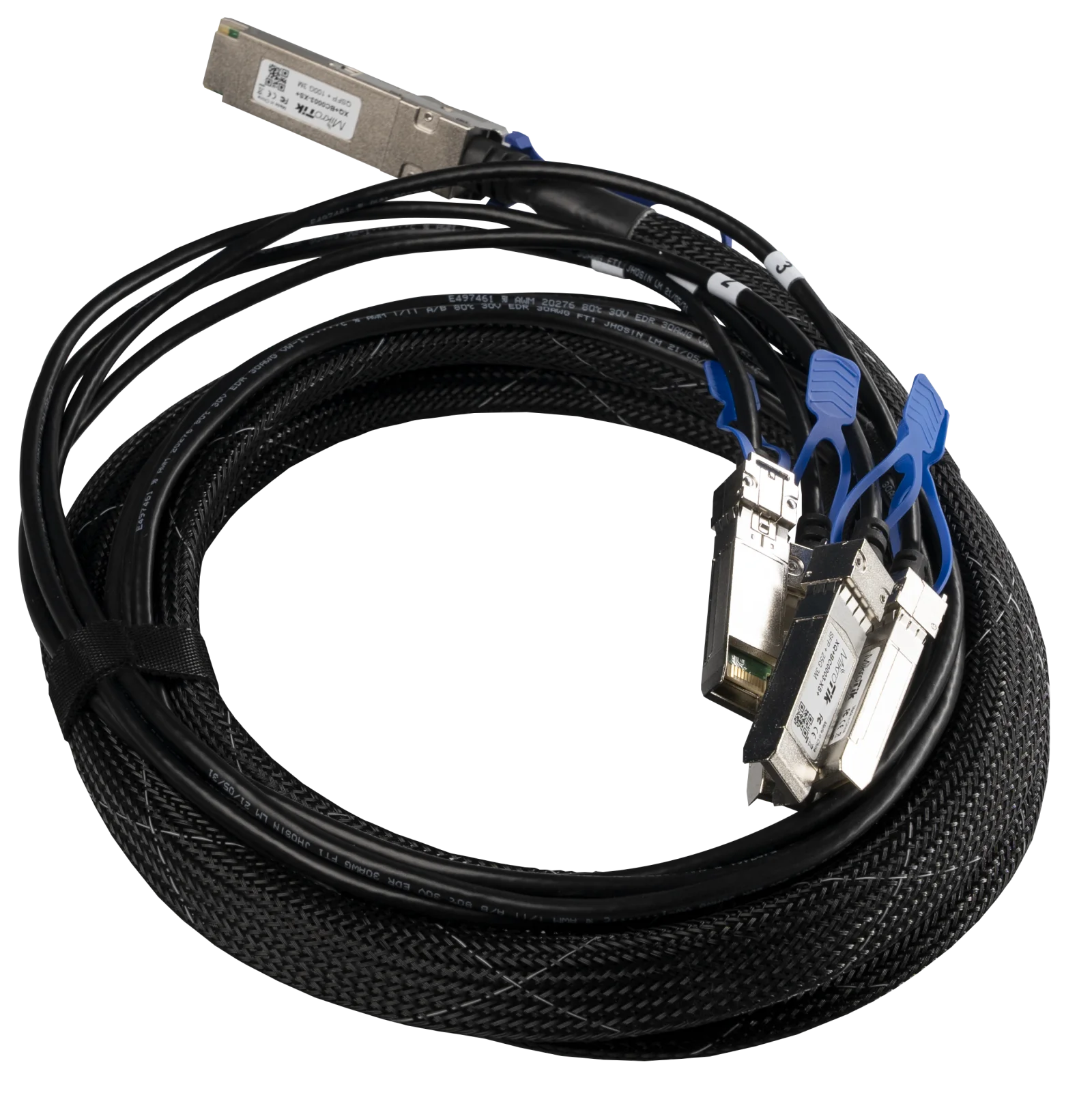 MikroTik XQ+BC0003-XS+ QSFP28 to 4x SFP28 break-out cable, 3 metres